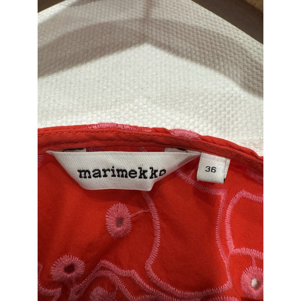 Anthropologie Women’s Marimekko Nilan Retukka Red Eyelet SET Top 36 Skirt 40 - Picture 4 of 13